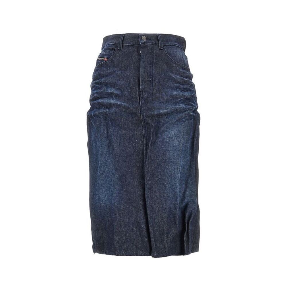 Diesel Women Creased Denim Midi Skirt